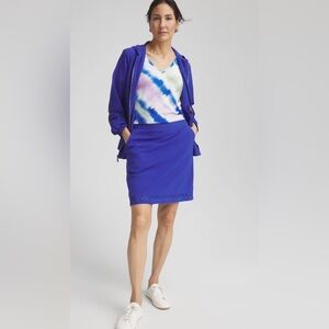 NWT Chicos UPF Neema Ric-Rac Skort Blue with Built in Shorts Size OO